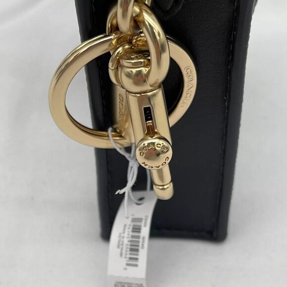 NEW COACH North/South Mini Tote Bag Charm In Signature Canvas Brown/Black - Picture 10 of 14